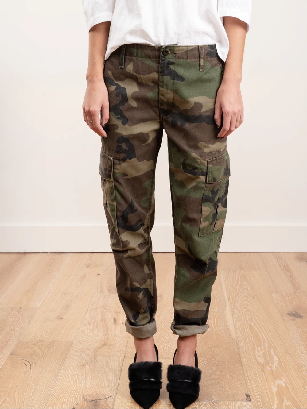 Re/Done Camouflage Cargo Pants - Green, Brown, Black